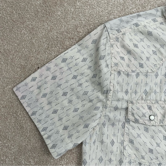 Threadgrit Shirt Adult Small Beige Button Up Pearl Snap Western Style Casual Men - Picture 2 of 14